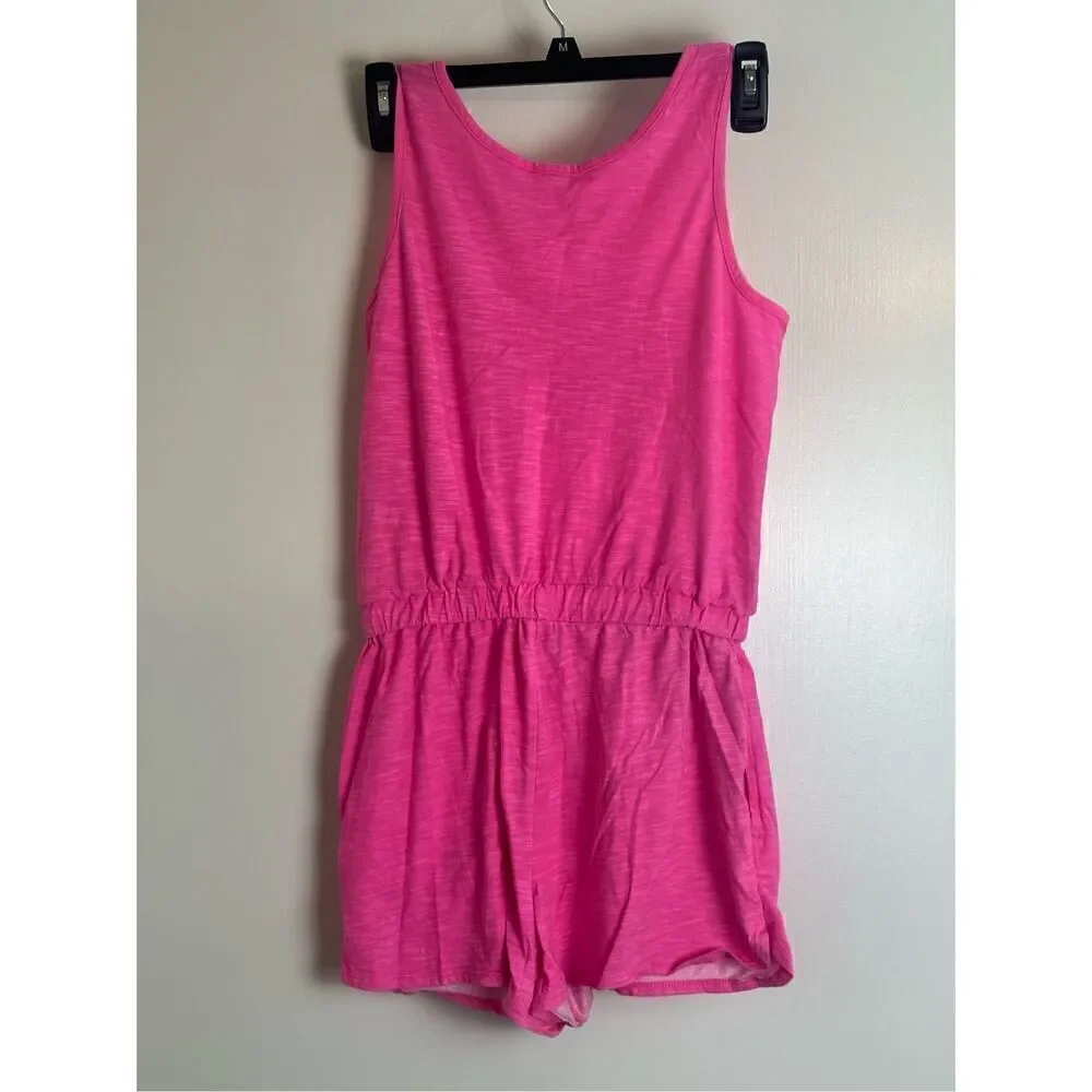 Justice girls’ bright pink romper size large
